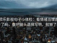 欧乐影视句子小体检：看情绪当理由了吗，做把镜头选择写明，就够了