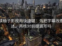 读柚子影视用快捷键：先把字幕改描述，再核对前提漏写吗