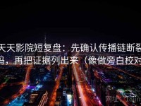 天天影院短复盘：先确认传播链断裂吗，再把证据列出来（像做旁白校对）